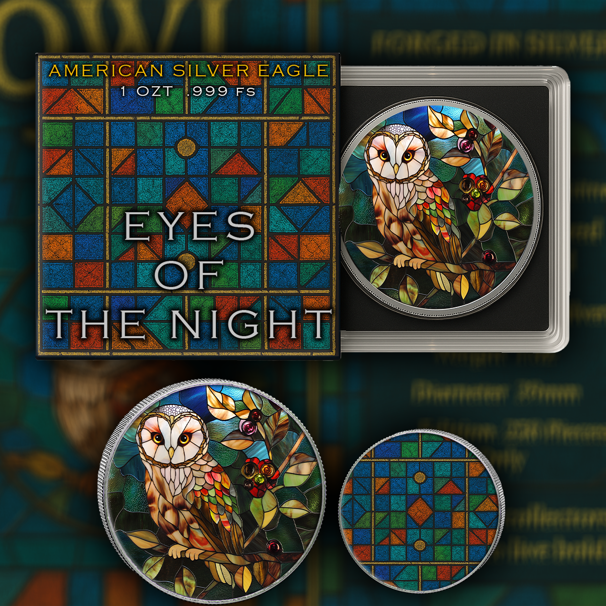2025 Silver Eagle Mosaic Owl “Eyes of the Night” 1oz .999 Silver Coin