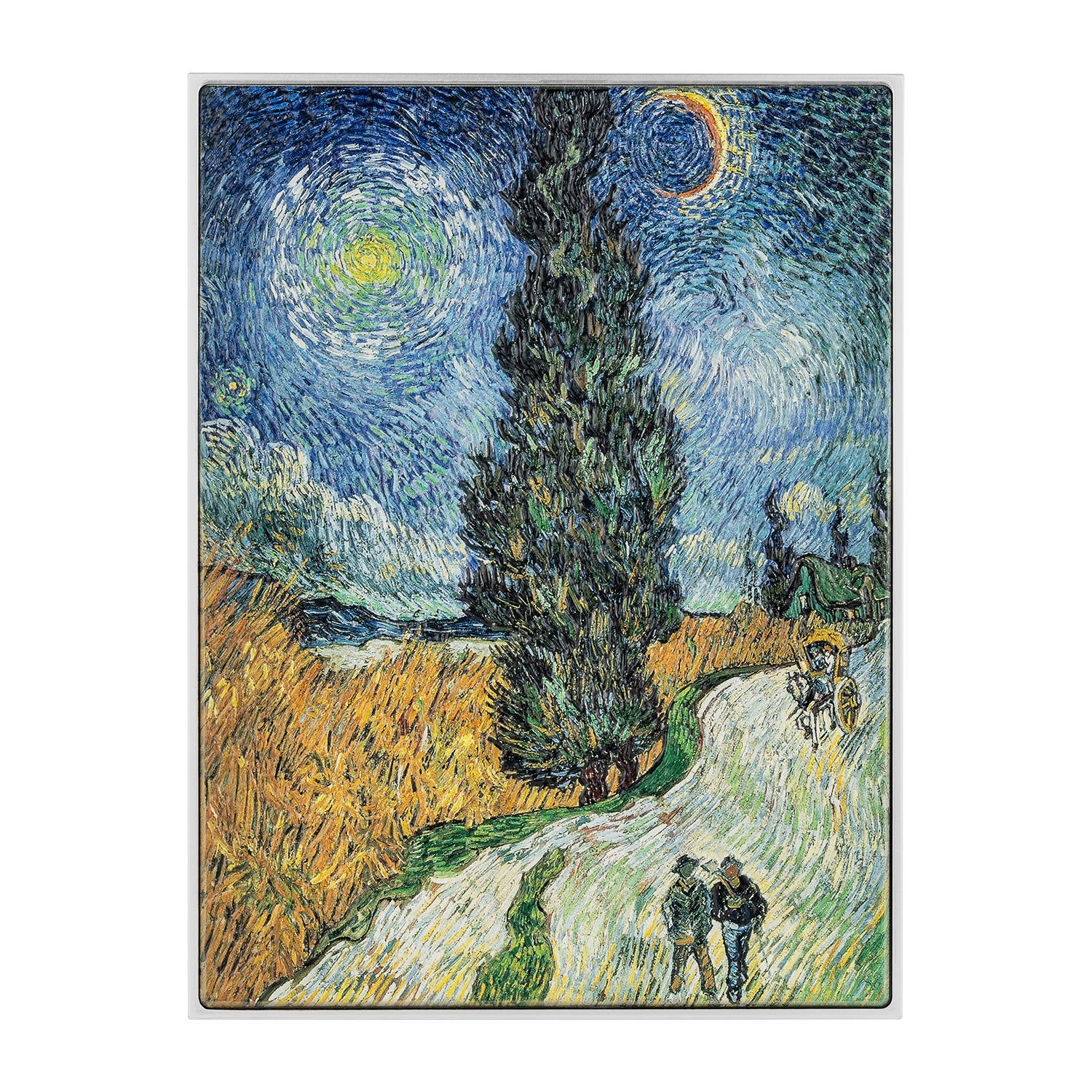 Road with Cypresses and Stars 1890 2.5 oz Silver Coin – Antiqued Finish