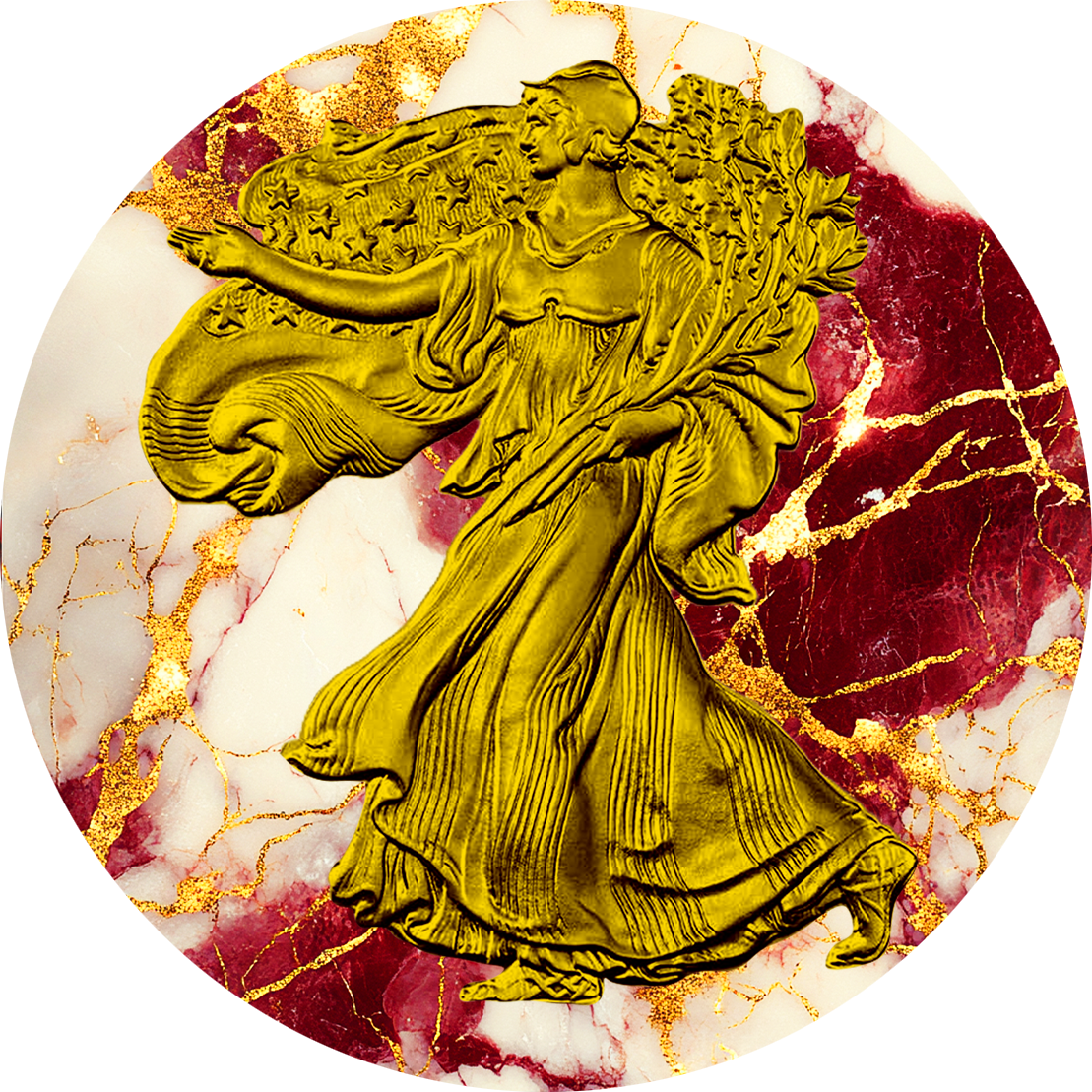 2024 Silver Eagle Marble w/ Gold Gild Edition 1oz .999 Silver Coin