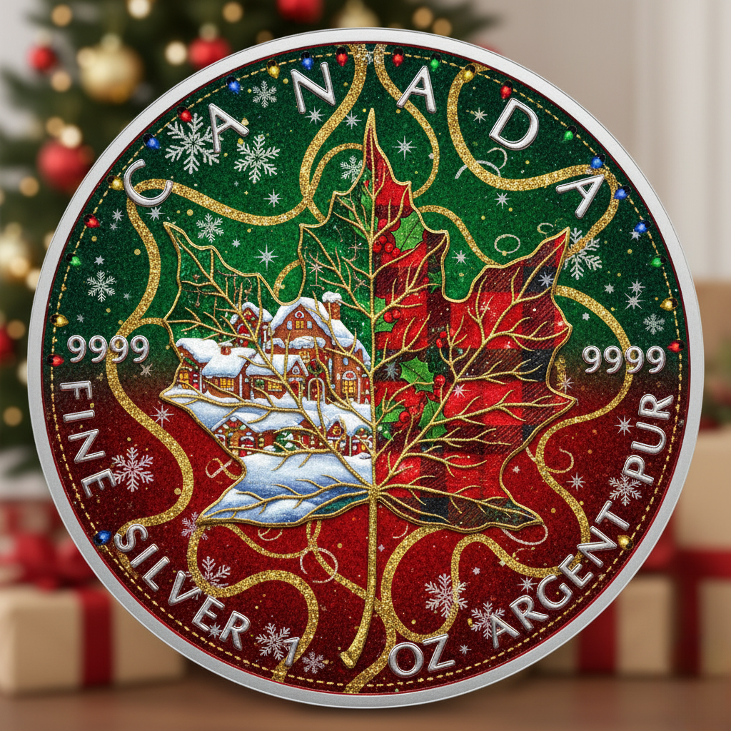 2025 Canada Maple Christmas Spirit 1oz .9999 Silver Coin