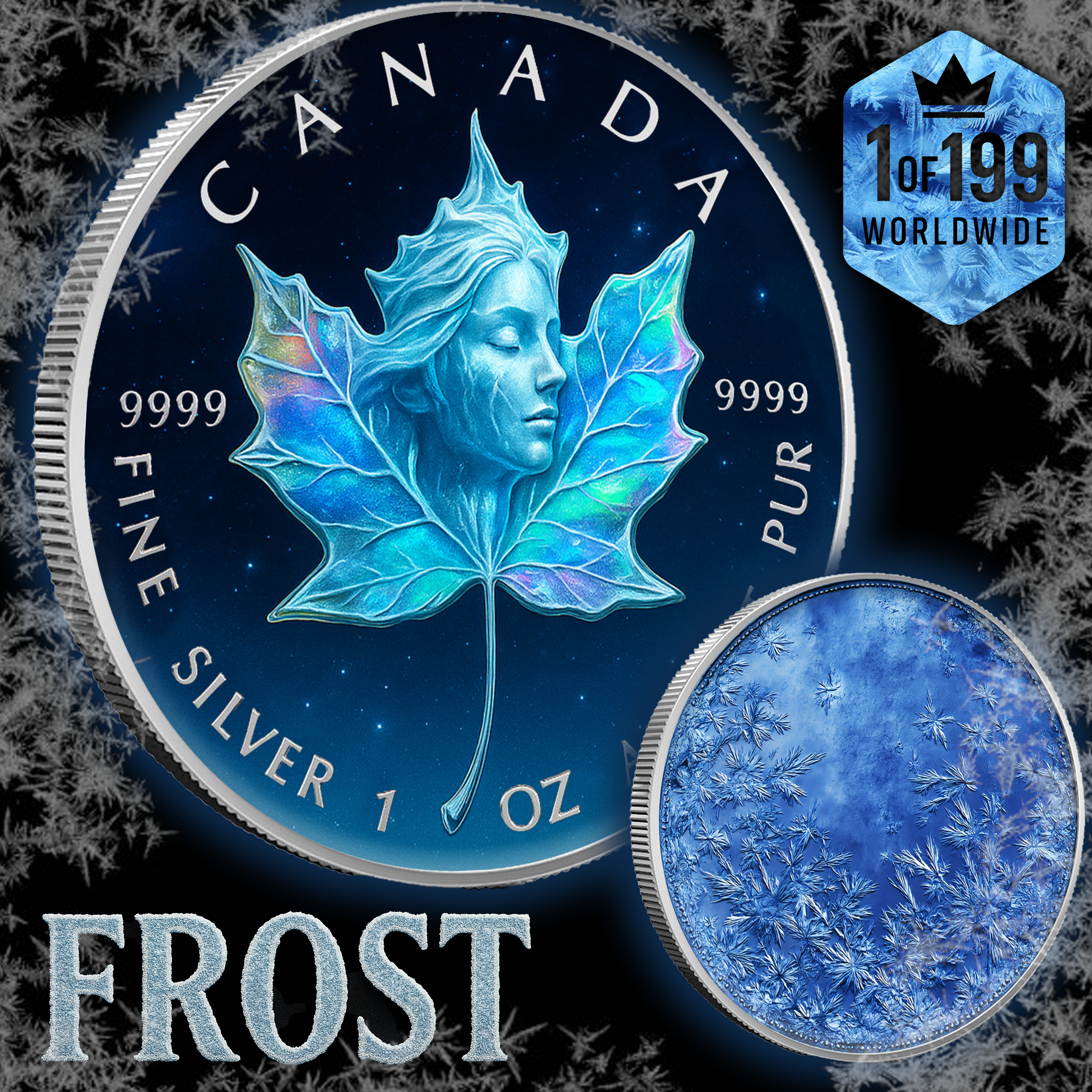 2025 Canada Maple Frost Edition 1oz .9999 Silver Colorized Coin