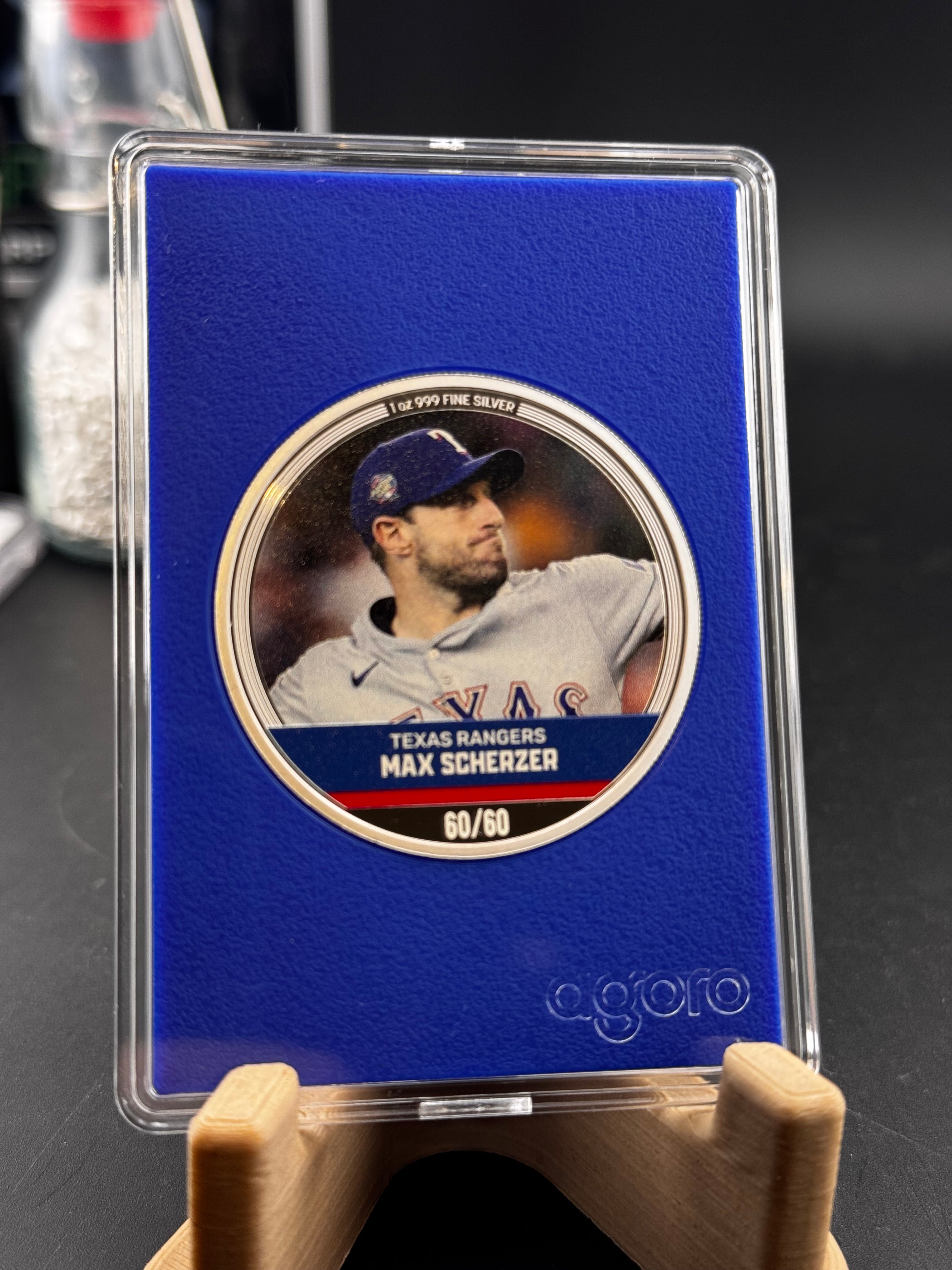 2024 Agoro Trading Coins MLB Max Scherzer 60/60 Sapphire 1oz Silver Coin