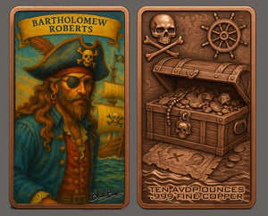10oz .999 ADVP Copper Bullion Bar Pirate Captains "Black Bart" - Captain’s Chest Bullion