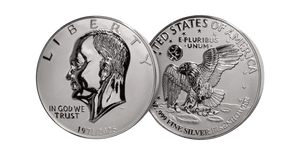 150 Years of 1971–2025 Eisenhower Dollars 2oz .999 Silver - 320grams Brass Coin - Captain’s Chest Bullion