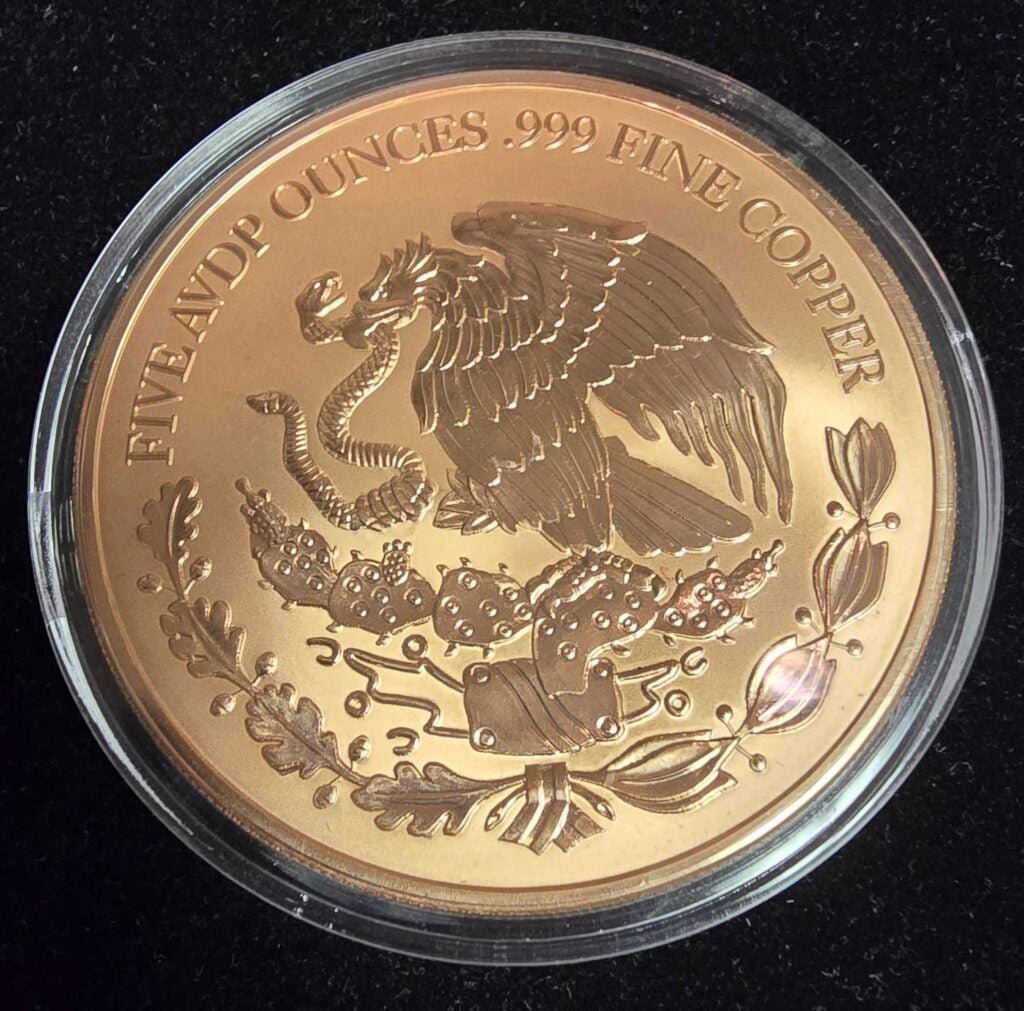 5oz .999 Libertad Reverse Proof in Capsule .999 Copper Bullion Round