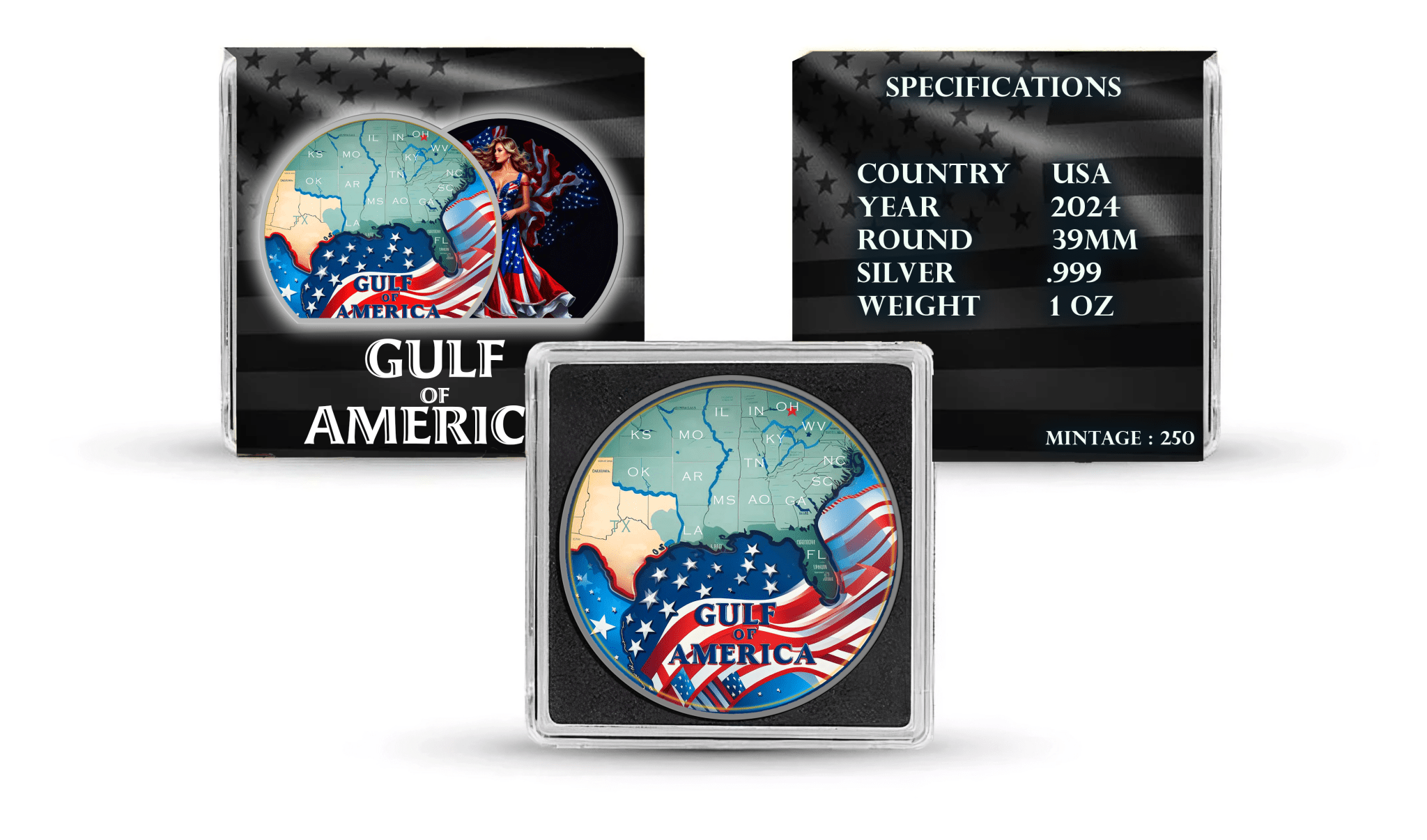 1oz Gulf of America Commemorative .999 Silver Round Colorized - Captain’s Chest Bullion