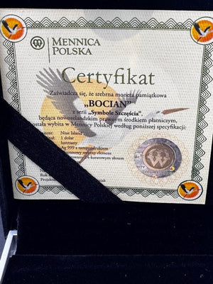 2014 Niue Stork Symbols of Luck w/ 24k Gold Plated Insert 1/2oz .999 Silver Coin - Captain’s Chest Bullion