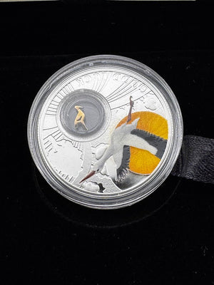 2014 Niue Stork Symbols of Luck w/ 24k Gold Plated Insert 1/2oz .999 Silver Coin - Captain’s Chest Bullion