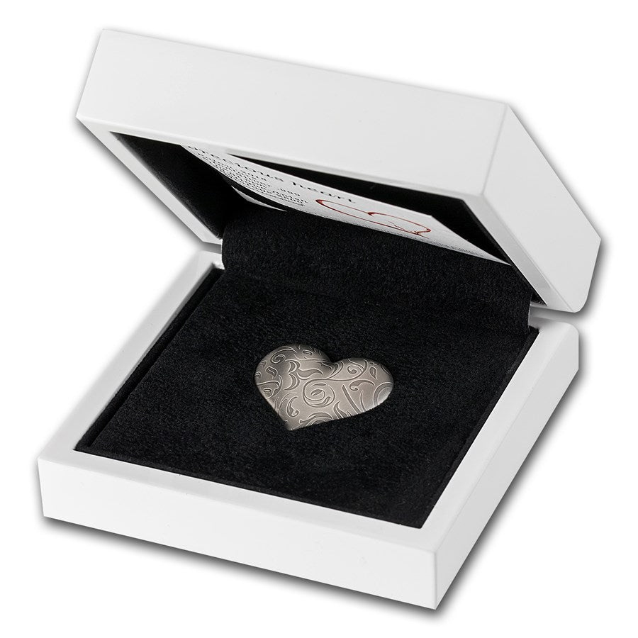 2018 Palau 1 oz Silver Antique Finish Heart Shaped Coin