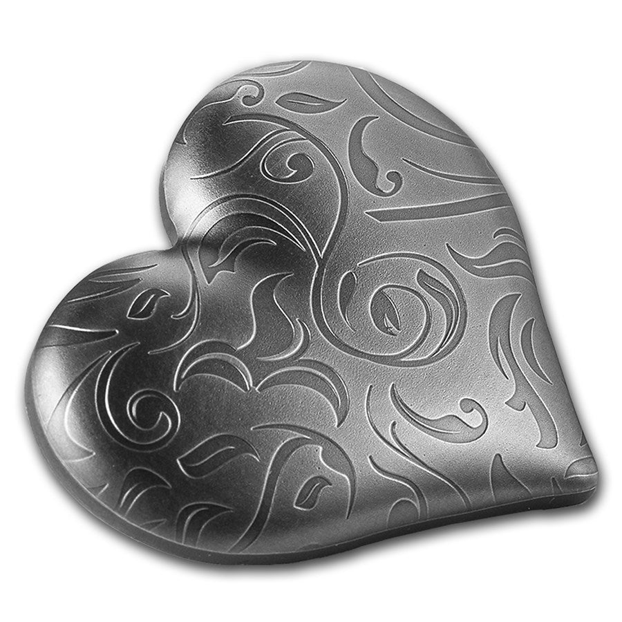 2018 Palau 1 oz Silver Antique Finish Heart Shaped Coin