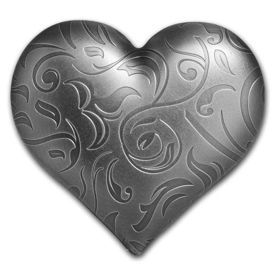 2018 Palau 1 oz Silver Antique Finish Heart Shaped Coin