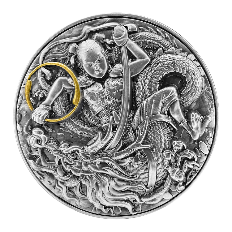 2021 Niue NE ZHA KILLS THE DRAGON KING’S SON 2 oz silver Coin
