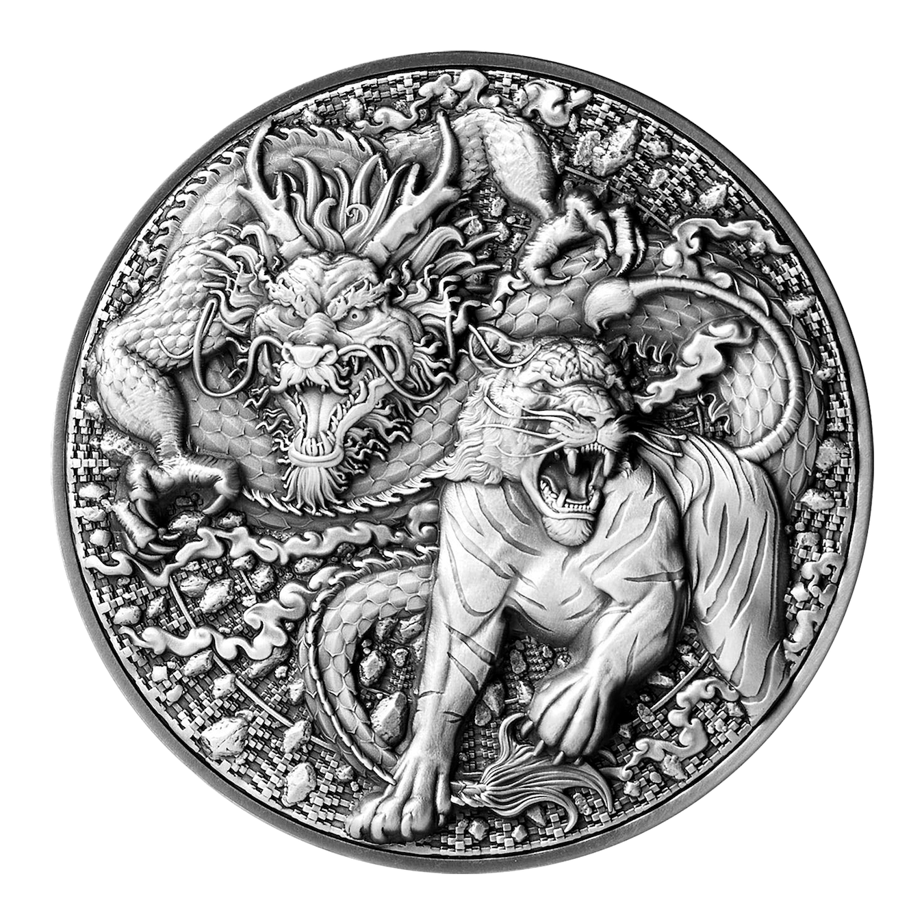 2022 Tokelau Chinese Dragon & Tiger 2 oz Silver Coin