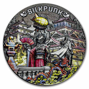 2022 Niue 2 oz Antique Silver The Punk Universe: Silkpunk Captain’s Chest Bullion