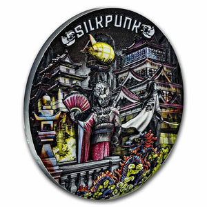 2022 Niue 2 oz Antique Silver The Punk Universe: Silkpunk Captain’s Chest Bullion