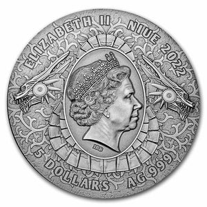 2022 Niue 2 oz Antique Silver The Punk Universe: Silkpunk Captain’s Chest Bullion