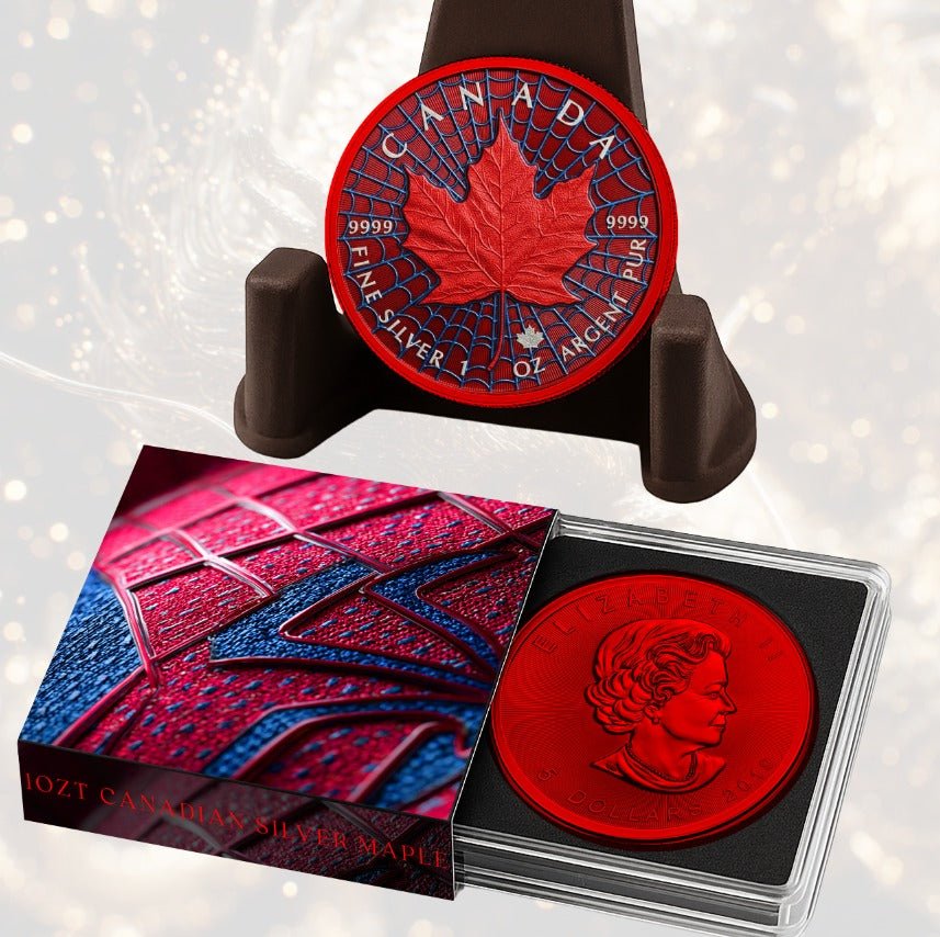 2023 Canada Maple Colorized "Spiderweb" 1oz .9999 Silver Coin - Captain’s Chest Bullion