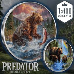 2023 Canada Maple Predator Grizzly Bear 1oz .9999 Silver Coin - Captain’s Chest Bullion