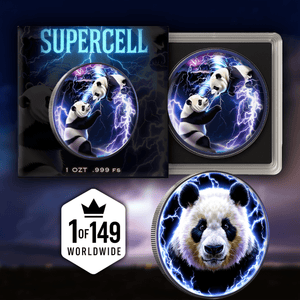 2023 China Panda “Supercell” Storm 1oz .999 Silver Colorized Coin - Captain’s Chest Bullion