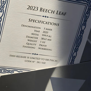 2023 Germania Beech Leaf 1 oz Proof Coin with COA Mintage of 500 - Captain’s Chest Bullion