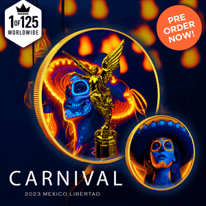 2023 Mexico Libertad Dia De Los Muertos "Carnival" 1oz Colorized .999 Silver Coin - Captain’s Chest Bullion