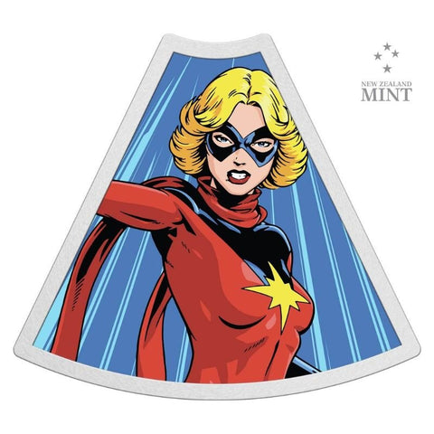 2023 Niue Marvel Avengers 60th Ann. Captain Marvel 1oz Silver Colorized Proof Coin