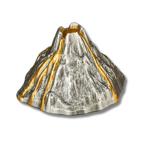 2023 Vanuatu Volcano 5oz Silver Antiqued 3D Shaped Coin in display box with Certificate of Authenticity