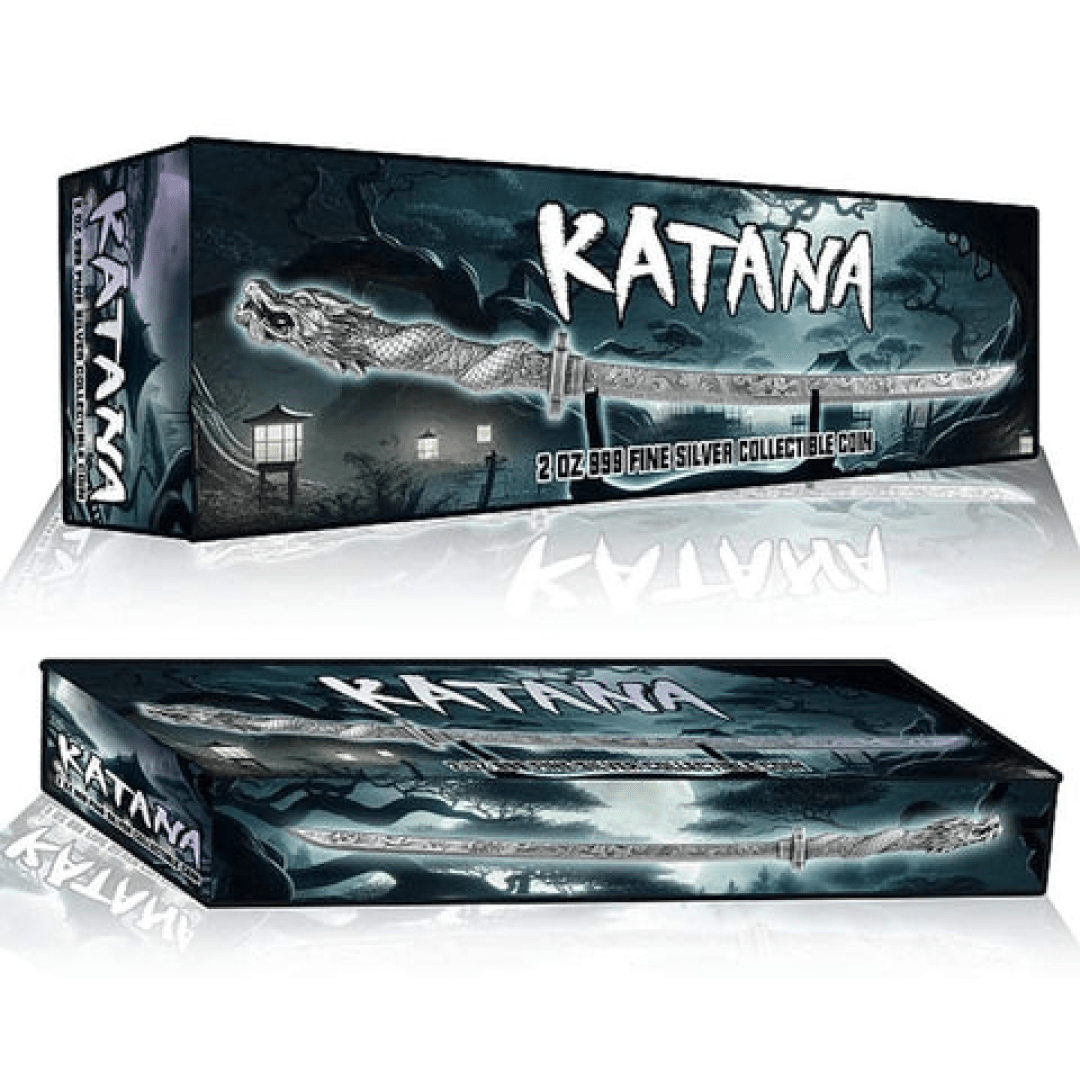 2024 Chad Katana Sword Shaped 2 oz Silver Coin (950 Mintage)