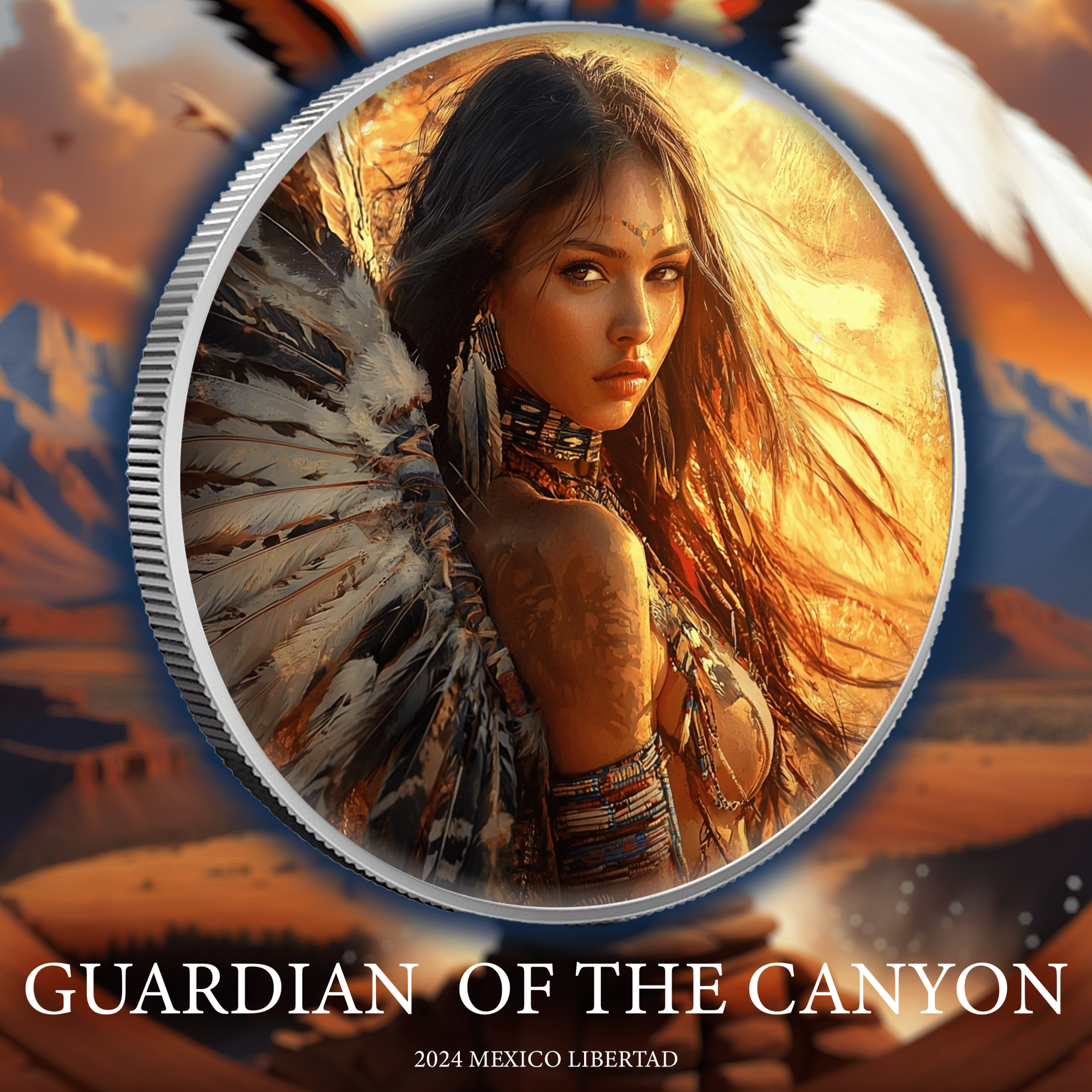 2024 Mexico Libertad Guardian of the Canyon 1oz .999 Silver Coin Colorized - Captain’s Chest Bullion