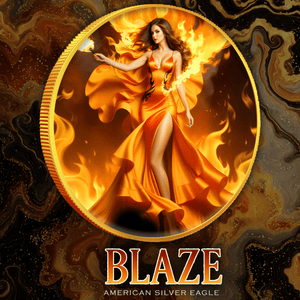 2024 Silver Eagle 1oz .999 Silver Coin Colorized Blaze Edition - Captain’s Chest Bullion