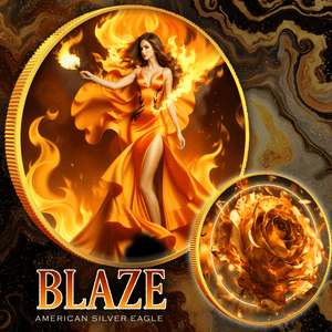 2024 Silver Eagle 1oz .999 Silver Coin Colorized Blaze Edition - Captain’s Chest Bullion