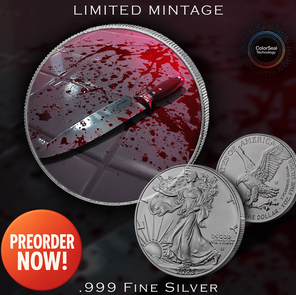 2024 Silver Eagle American Horrors Scream Edition 1oz .999 Silver Coin Colorized - Captain’s Chest Bullion
