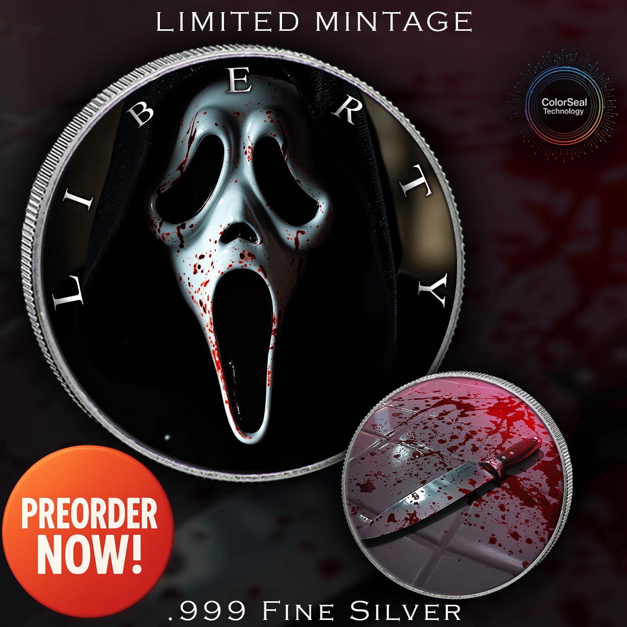 2024 Silver Eagle American Horrors Scream Edition 1oz .999 Silver Coin Colorized - Captain’s Chest Bullion