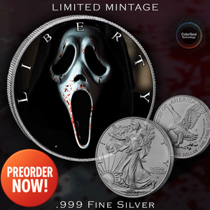 2024 Silver Eagle American Horrors Scream Edition 1oz .999 Silver Coin Colorized - Captain’s Chest Bullion