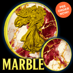 2024 Silver Eagle Marble w/ Gold Gild Edition 1oz .999 Silver Coin - Captain’s Chest Bullion
