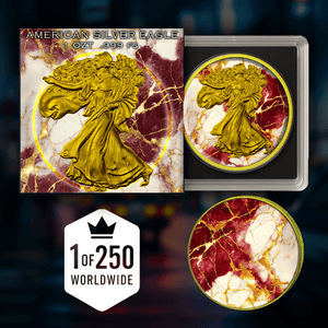2024 Silver Eagle Marble w/ Gold Gild Edition 1oz .999 Silver Coin - Captain’s Chest Bullion