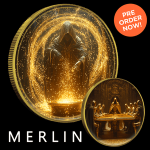 2024 Silver Eagle Merlin Gold Gild and Colorized 1oz .999 Silver Coin - Captain’s Chest Bullion