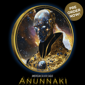 2024 Silver Eagle "The Anunnaki" 1oz .999 Silver Coin Colorized Gold Gilded - Captain’s Chest Bullion