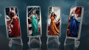 2024 The 4 Four Graces Color .999 Silver 1 oz Bars W/Certificate & Frame Display - Captain’s Chest Bullion