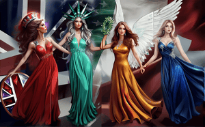 2024 The 4 Four Graces Color .999 Silver 1 oz Bars W/Certificate & Frame Display - Captain’s Chest Bullion