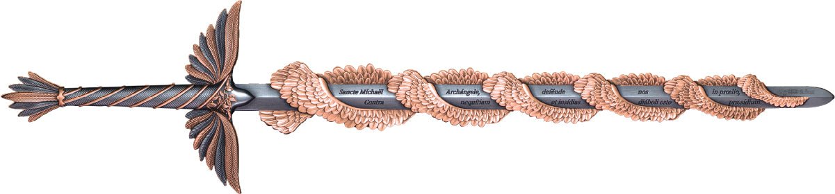2024 The Sword of St. Michael 2.5 oz Silver (Ag 999) Bar Pink Gold Gilding - Captain’s Chest Bullion