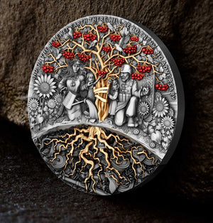 2024 T&S Chervona Kalina 2oz Antiqued and Gold Gilt Pure Silver Coin - Captain’s Chest Bullion