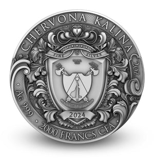 2024 T&S Chervona Kalina 2oz Antiqued and Gold Gilt Pure Silver Coin - Captain’s Chest Bullion