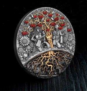 2024 T&S Chervona Kalina 2oz Antiqued and Gold Gilt Pure Silver Coin - Captain’s Chest Bullion