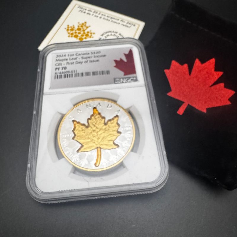 2024 1oz Canada $20 Maple Leaf- Super Incuse Gilt -FDOI PF70