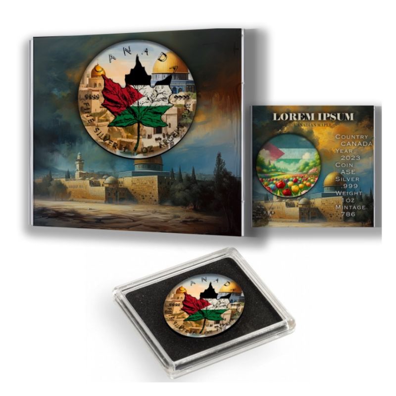 2024 Canadian Maple Coin 9999 Argent Pur Palestine for Peace 1oz Color