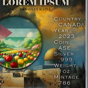 2024 Canadian Maple Coin 9999 Argent Pur Palestine for Peace 1oz Color