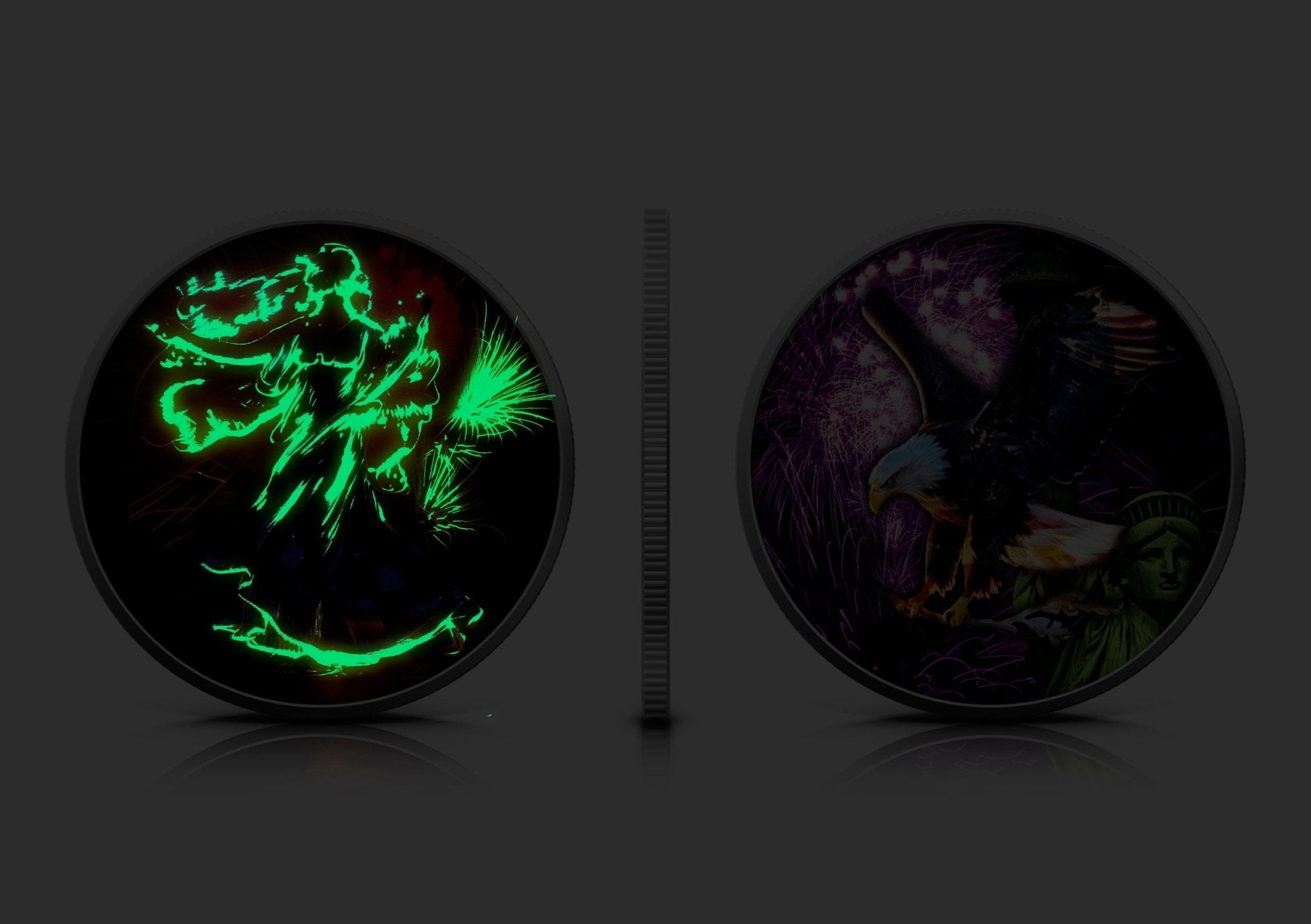 2024 Silver Eagle Colorized July 4th Celebration 1oz .999 Coin Glow in Dark Coin