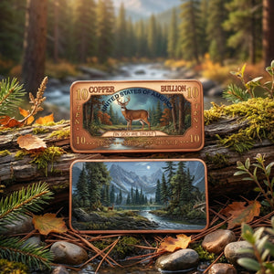 2025 10oz Whitetail Deer .999 Copper Bar Colorized - Captain’s Chest Bullion