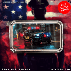 2025 American Service Workers Hero Bar 3rd in Series Police 1oz .999 Silver - Captain’s Chest Bullion